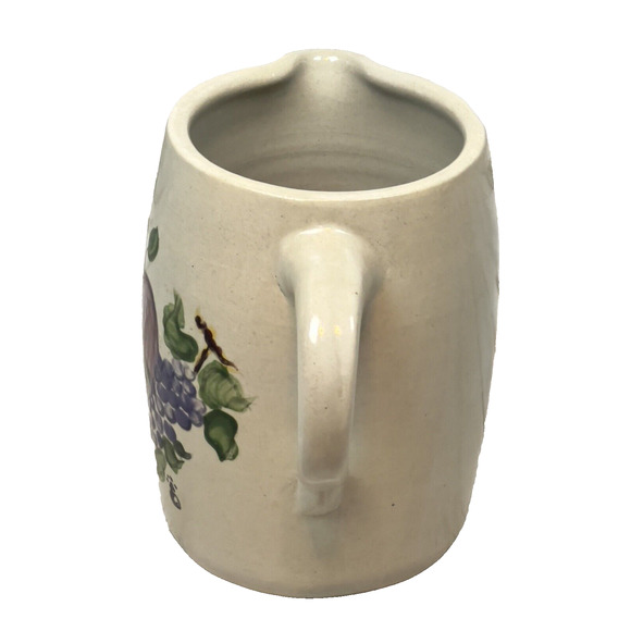 Casey Pottery Marshall Texas 6" Pitcher Pottery Apple Grapes Handmade - Picture 2 of 8